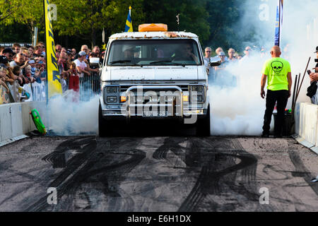 Burnout-Event in Västerås, Schweden 2014 Power Big Meet Stockfoto