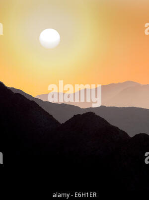 Hügel von Santa Rosa und San Jacinto Mountains National Monument und Sonnenuntergang, California Stockfoto