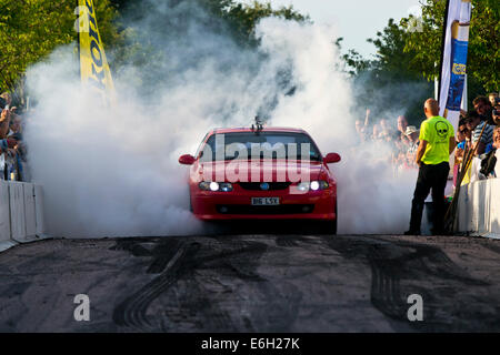 Burnout-Event in Västerås, Schweden 2014 Power Big Meet Stockfoto