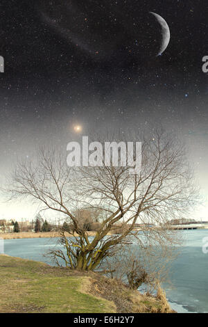 Frühlingsnacht. Elemente dieses Bildes, eingerichtet von der NASA Stockfoto