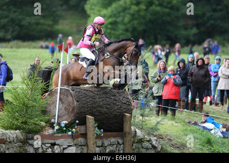 Blair Atholl, Schottland. 23. August 2014. Blair Castle International Horse Trials. Lucinda Fredericks (AUS) Reiten, fliegen im CIC zu beenden. Bildnachweis: Aktion Plus Sport/Alamy Live-Nachrichten Stockfoto