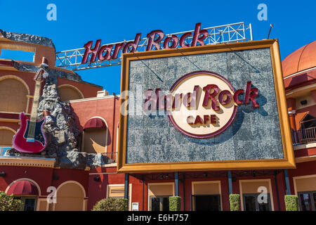 Eingang zum Hard Rock Cafe in Universal City Walk in Universal Studios in Orlando, Florida Stockfoto