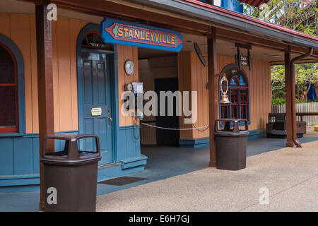 Stanleyville Bahnhof in Busch Gardens in Tampa, Florida Stockfoto