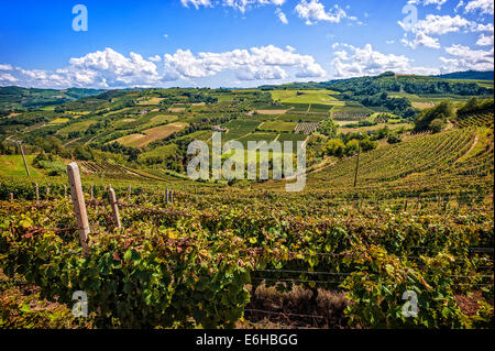 Italien-Piemont-Langhe Landschaft Frm Mango und Santo Stefano Belbo Stockfoto