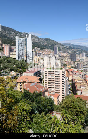 Blick über moderne Entwicklung & Wolkenkratzer von Monaco Stockfoto