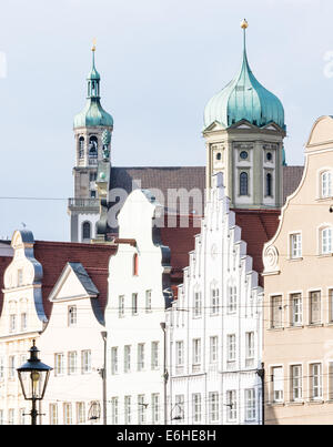 Historischen Renaissance Rathaus Augsburg und dem Perlach-Turm Stockfoto