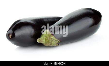 Zwei Auberginen. Isoliert auf weißem Hintergrund Stockfoto