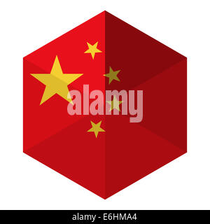 China-Flagge Hexagon flach Symbolschaltfläche Stockfoto