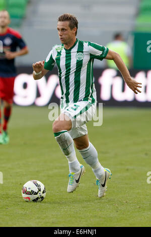 Budapest, Ungarn. 24. August 2014. Philipp Bonig FTC bei Ferencvaros vs. Nyiregyhaza OTP Bank Liga Fußball match bei Groupama Arena am 24. August 2014 in Budapest, Ungarn. Bildnachweis: Laszlo Szirtesi/Alamy Live-Nachrichten Stockfoto