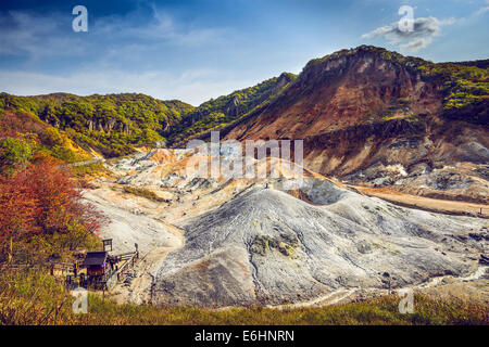 Noboribetsu, Hokkaido, Japan Jigokudani Höllental. Stockfoto