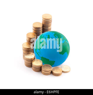 Weltgeltung auf Geld Stockfoto