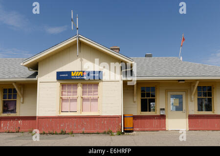 Ein verlassener Bahnhof in Chandler in ländlichen östlichen Quebec, Kanada Stockfoto