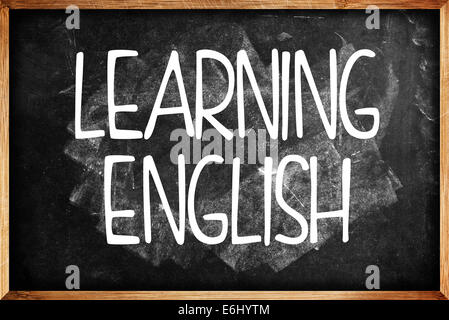 Englischen Titel auf Schultafel Sprache lernen. Bildungskonzept. Stockfoto