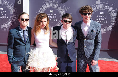 Los Angeles, Kalifornien, USA. 24. August 2014. Echosmith, die Teilnahme an den 2014 MTV Video Music Awards - Ankünfte statt im The Forum in Inglewood, Kalifornien am 24. August 2014. 2014-Credit: D. Long/Globe Fotos/ZUMA Draht/Alamy Live-Nachrichten Stockfoto