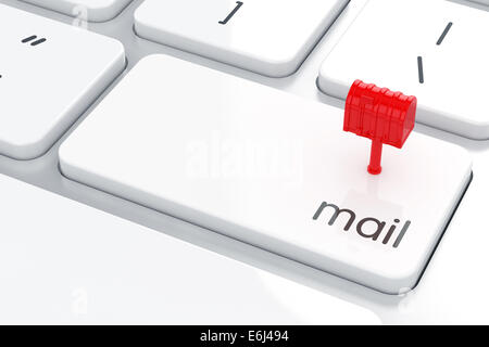 Mail-Box auf der Computertastatur. E-Mail-Konzept Stockfoto