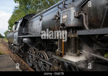 Historische Dampf Lok 523879 der ZLSM am Bahnhof Wijlre in der Provinz Noord-Limburg Stockfoto