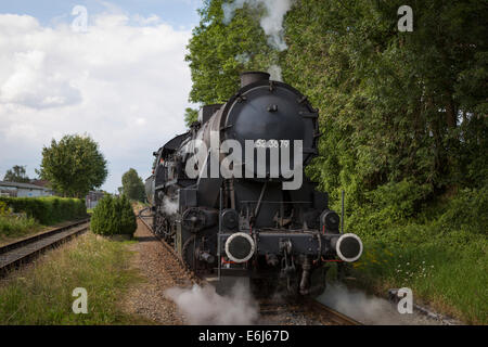 Historische Dampf Lok 523879 der ZLSM am Bahnhof Wijlre in der Provinz Noord-Limburg Stockfoto