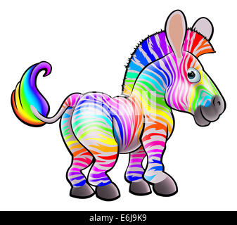 Ein Beispiel für einen niedlichen glücklich bunten Regenbogen Zebra Charakter Stockfoto