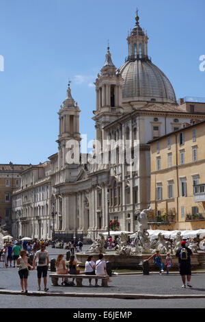 Piazza Navona-Rom und der Kirche Sant'Agnese in Agone Italien Stockfoto
