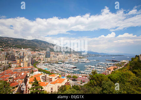 Blick über den Hafenstadt und die Bucht von Monaco in Monte Carlo Frankreich Bucht Stockfoto