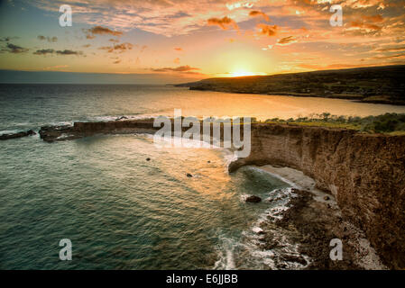 Sonnenuntergang am liebsten Rock, Lanai, Hawaii. Stockfoto