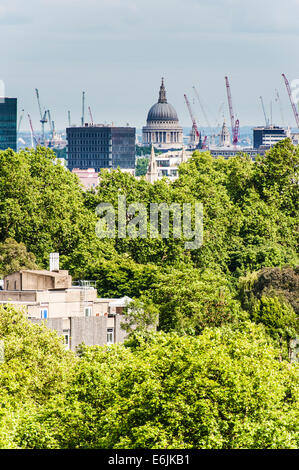 Die Skyline von London von Primrose Hill in der Nähe von Camden in London Stockfoto