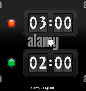 Umstellung auf Normalzeit im Herbst von 03:00 bis 02:00 - mit digitalen Zeit dargestellt wird. Stockfoto