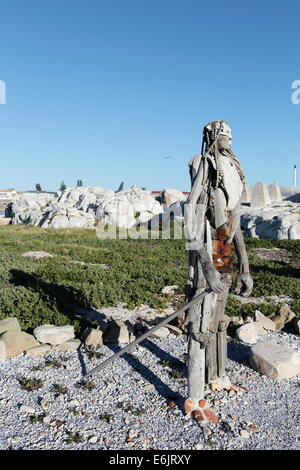 Riesige hölzerne Figur auf Bird Island in Lamberts Bay Stockfoto