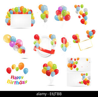 Farbige Luftballons Set, Vektor-Illustration Stockfoto