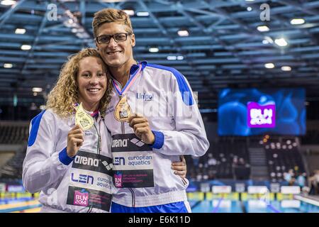 Berlin, Deutschland. 24. August 2014. Chiara Masini Luccetti und Federico Turrini Italien ITA 32. LEN Europameisterschaften Berlin, Deutschland © Aktion Plus Sport/Alamy Live-Nachrichten Stockfoto