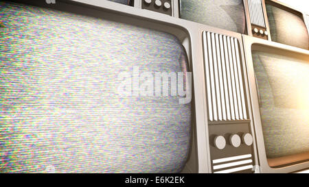 3D Render von Retro-tv-sets mit statisch. Stockfoto