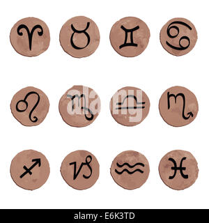 Aquarell Zodiac festgelegt. Stockfoto