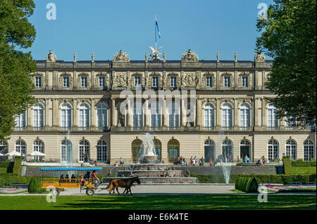 Neuen Schloss Herrenchiemsee, Brunnen der Latona, Schlosspark Schlosspark, romantische Insel, Chiemsee See, Chiemgau Stockfoto