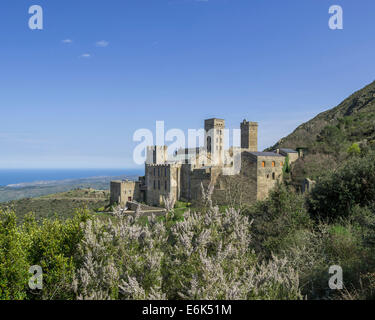 Benediktiner Kloster Sant Pere de Rodes, in der Nähe von El Port de la Selva, Cap de Creus Natural Park, Region Katalonien, Spanien Stockfoto