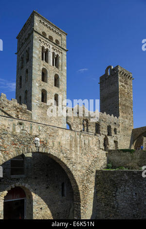 Benediktiner Kloster Sant Pere de Rodes, in der Nähe von El Port de la Selva, Cap de Creus Natural Park, Region Katalonien, Spanien Stockfoto