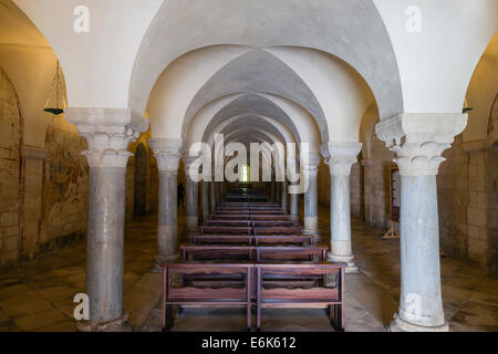 Die untere Kirche Santa Maria della Scala mit Krypta, romanische normannischen Kirche, Kathedrale, am Meer, Trani Kathedrale oder Stockfoto