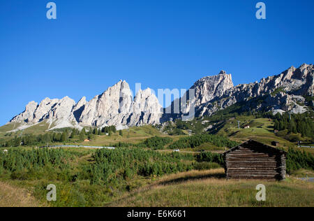 Puez-Gruppe, Naturpark Puez-Geisler, Gardena Pass, Dolomiten, Alto Adige, Italien Stockfoto