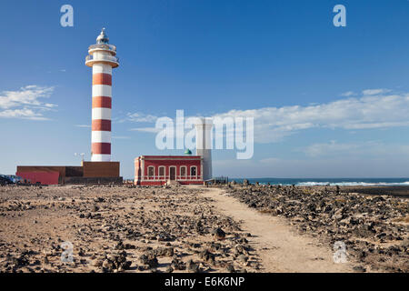 Leuchtturm Faro de Toston, El Cotillo, Fuerteventura, Kanarische Inseln, Spanien Stockfoto