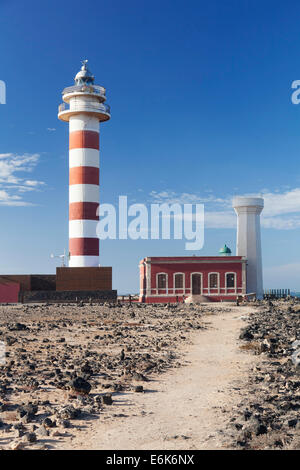 Leuchtturm Faro de Toston, El Cotillo, Fuerteventura, Kanarische Inseln, Spanien Stockfoto