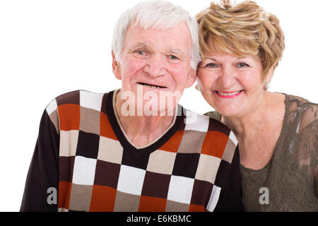 Porträt von älteres Ehepaar auf weiß hautnah Stockfoto