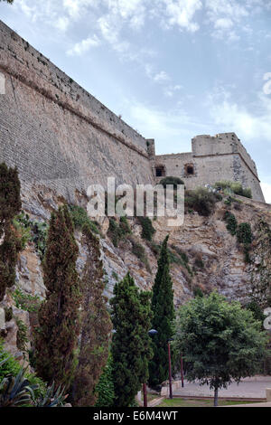Außenwand von Dalt Vila in der Altstadt von Ibiza - Ibiza Stockfoto