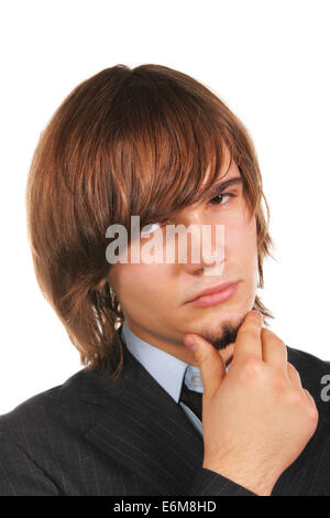 Junge hübsche Geschäftsmann isoliert auf weißem Hintergrund Stockfoto