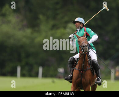 Adolfo Cambiaso spielt für Dubai gegen Talandracas im Veuve Clicquot Polo Gold Cup 2013 im Cowdray Park Polo Club Stockfoto