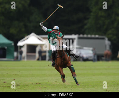 Adolfo Cambiaso spielt für Dubai gegen Talandracas im Veuve Clicquot Polo Gold Cup 2013 im Cowdray Park Polo Club Stockfoto