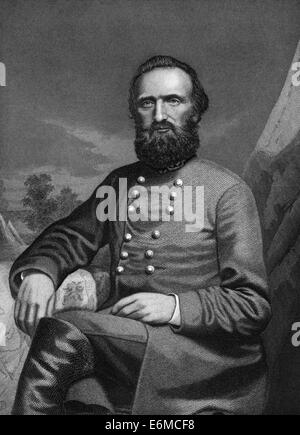 Thomas Jonathan "Stonewall" Jackson (1824-1863) auf Kupferstich aus dem Jahr 1873. Einer der bekanntesten Konföderierten Generäle. Stockfoto