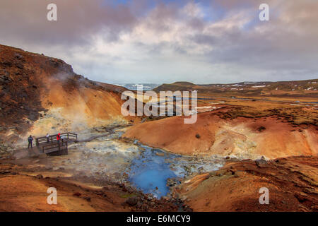 Krysuvik - Seltun geothermische Gebiet Stockfoto