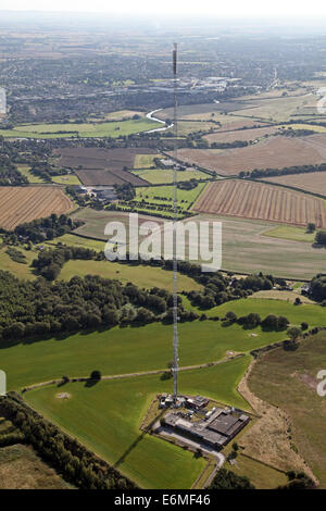 Luftaufnahme von einem TV-Mast in der Nähe von Burton-on-Trent, Staffordshire, UK Stockfoto