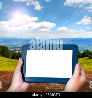 Schwarz-Tablet mit einem leeren Bildschirm Stockfoto
