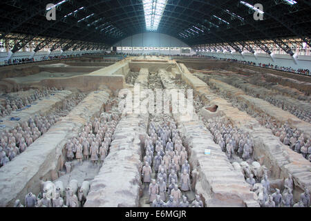 Baugrube der Terrakottaarmee im Mausoleum des ersten Qin-Kaisers, Xi ' an, China. Stockfoto