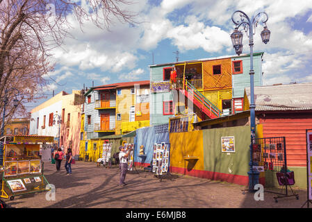 (Mietshäuser) Conventillos Caminito Street, Barrio (Nachbarschaft) La Boca, Stadt Buenos Aires, Argentinien. Stockfoto